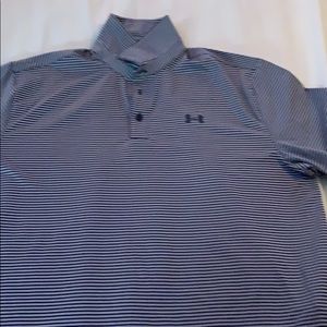 Gray and navy blue striped Under Armour golf tee